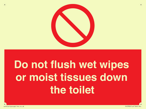 Do not flush wet wipes or moist tissues down the toilet